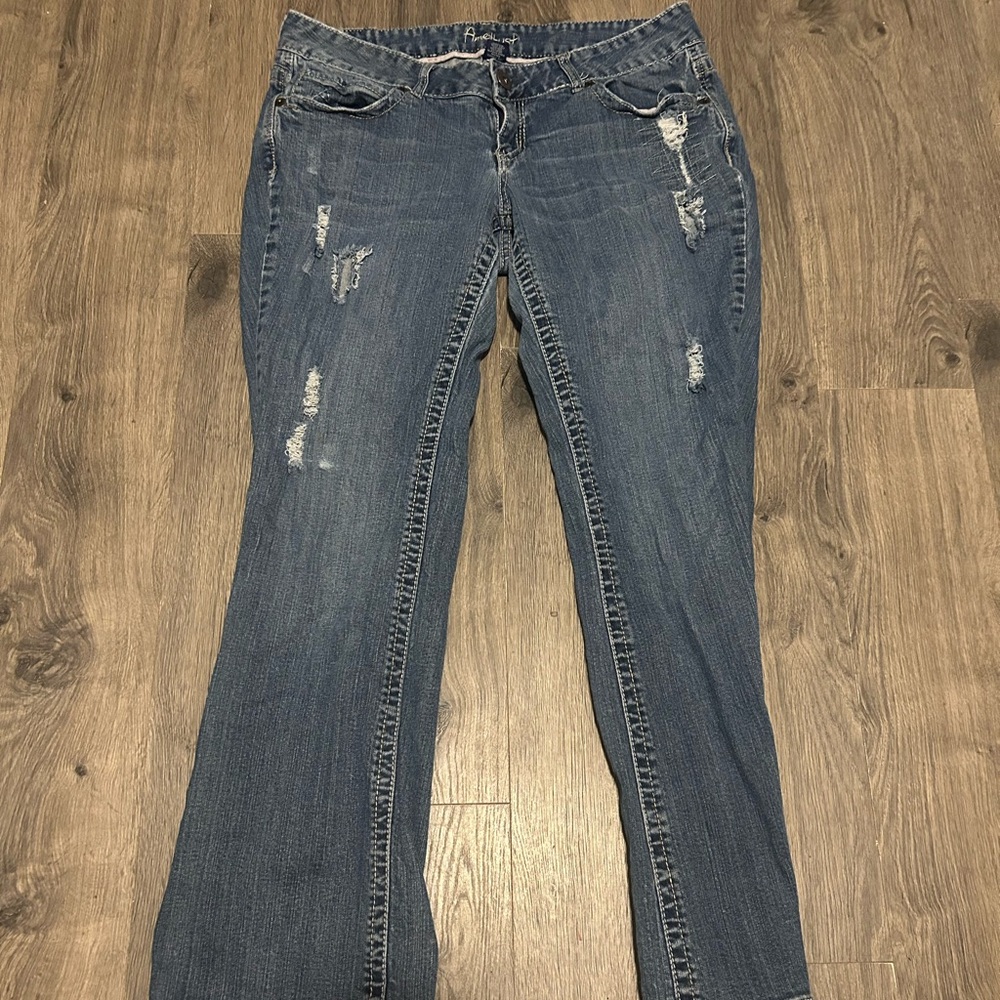 Amethyst Jeans Straight Leg Distressed Denim